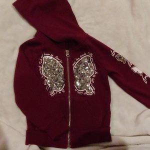 Toddler girls zip up hoodie with glitter detail